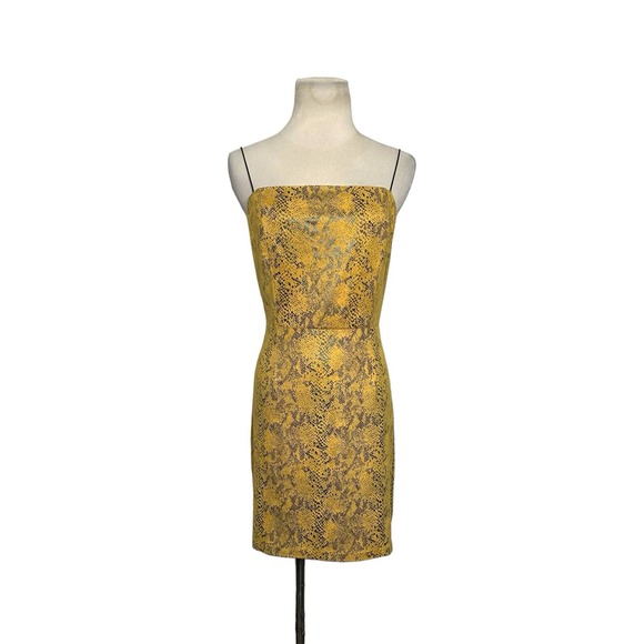 Ídem Ditto mustard yellow snake print sheath mini dress size L - Picture 1 of 15